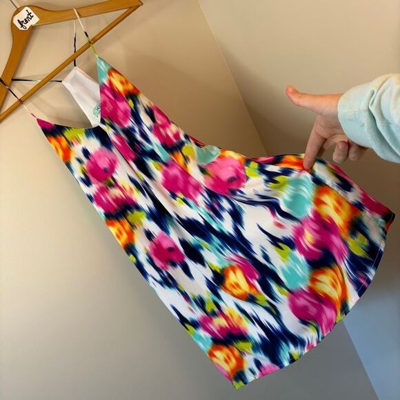 Karlie Multicolor Bright Abstract Floral Vibrant Spaghetti Dress Women's S Pink - Picture 5 of 9